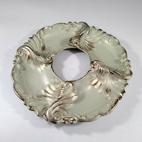 Florentine Nesting Serving Plates Chip Dip Set Ideal Originals 1962 Gold Gilded - Picture 2 of 12